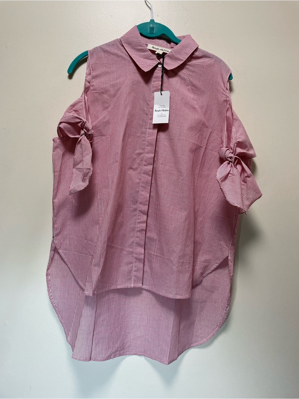 Adore Red and White Striped Button-Front Top